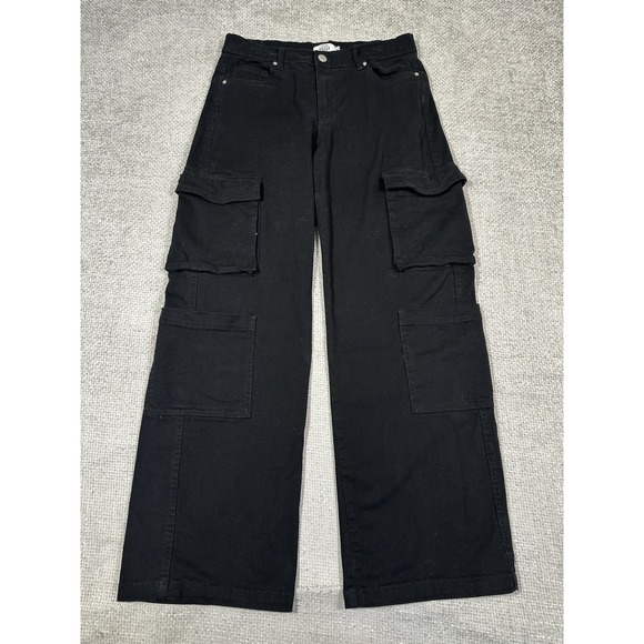 refuge Pants - Refuge Pants Womens Small 30x30 Black Baggy Cargo Wide Leg Skater Grunge Emo